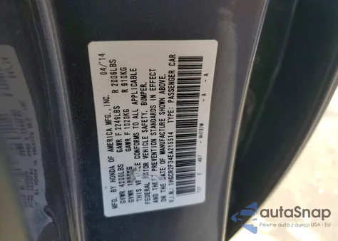 2014 Honda Accord Lx z USA, uszkodzony, nr VIN 1HGCR2F34EA215514